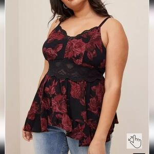 Like New Torrid 2x Babydoll Gauze With Lace Inset Cami